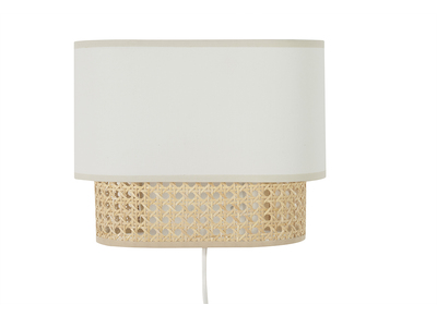 Applique murale en tissu blanc et cannage rotin naturel H20 cm TIWY
