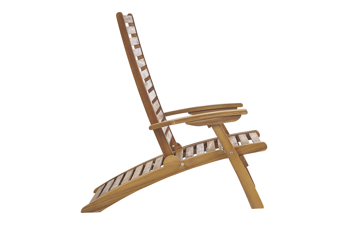 Bain de soleil inclinable 3 positions en bois massif RIO