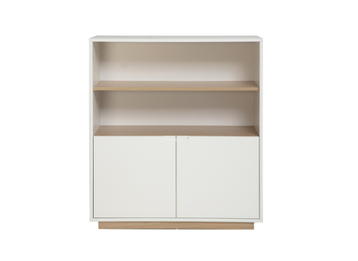 Buffet scandinave blanc et finition bois clair 2 portes L100 cm LEANA