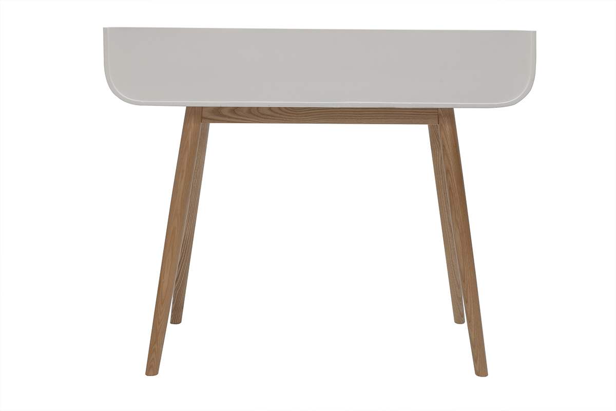 Bureau scandinave blanc et bois clair avec rangements 2 tiroirs L100 cm HALLEN