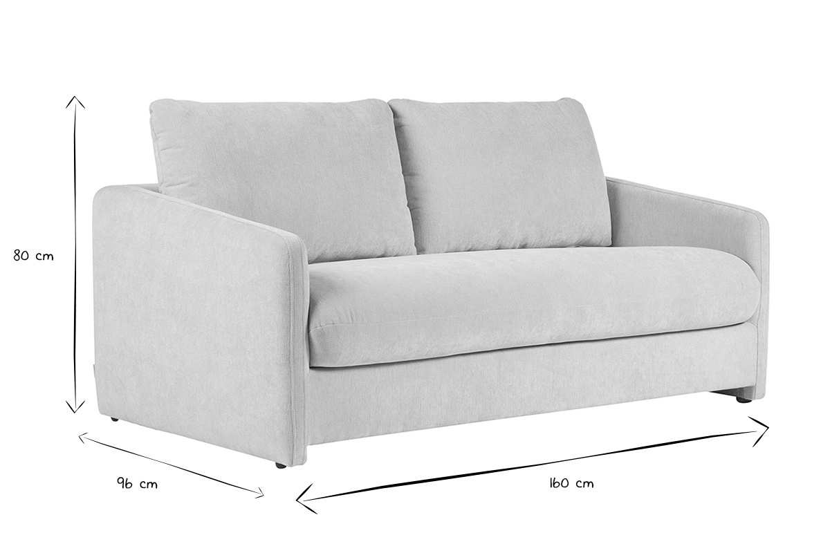 Dimensions du canap� 2 places PAULIN en noir et blanc : L160 x P96 x H80 cm.