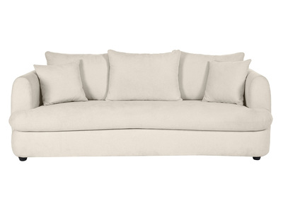 Canap&eacute; convertible d&eacute;houssable 3-4 places design haricot en tissu effet velours beige clair SACHA