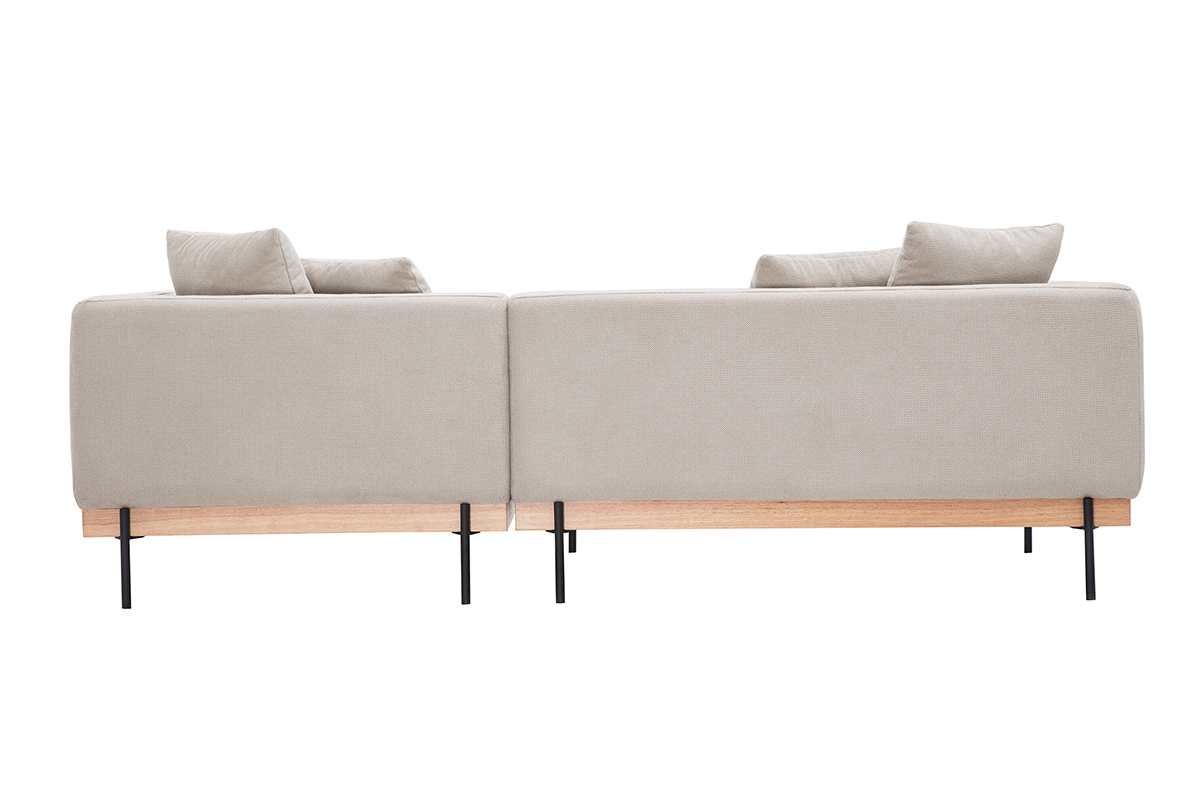 Canap� d'angle droit 4 places beige et m�tal noir, vue de dos.