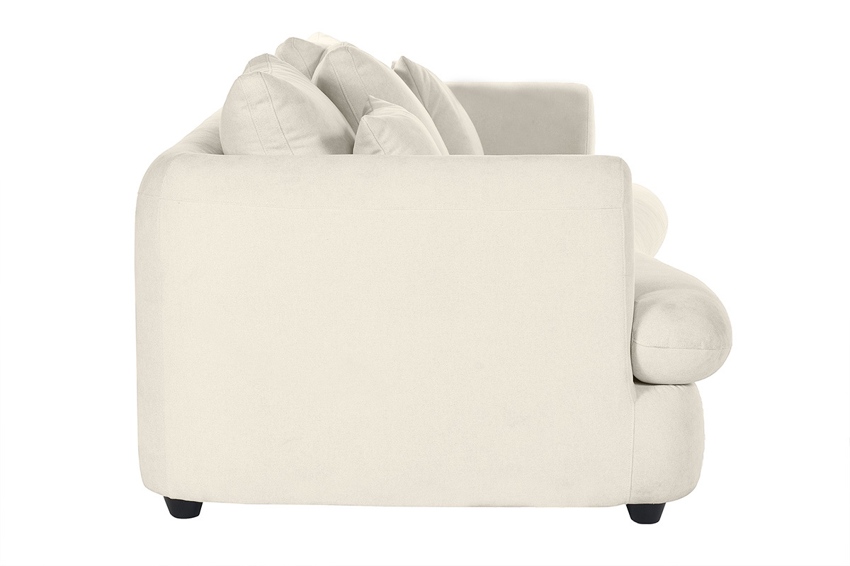Canap� d�houssable 3-4 places design haricot en tissu effet velours beige clair SACHA