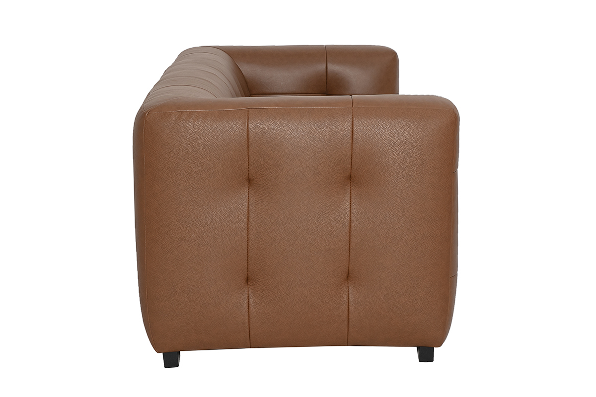 Canap� 3 places en cuir marron CORTO, vue lat�rale.