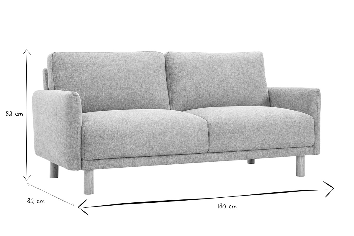 Dimensions du canap� 3 places BONO en noir et blanc : 82 cm de hauteur, 82 cm de profondeur, 180 cm de longueur.
