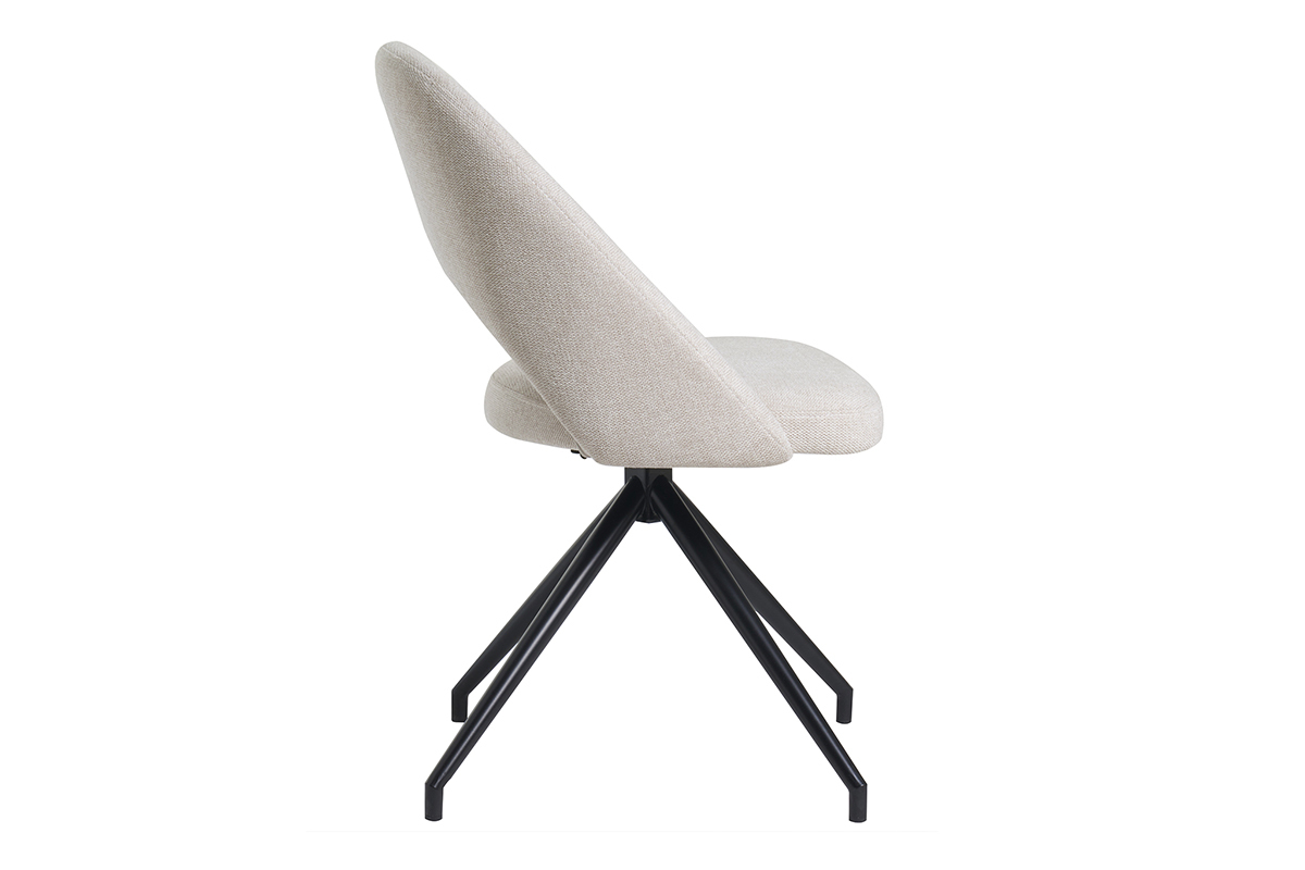 Chaise pivotante 360� en tissu effet velours textur� beige et m�tal noir COSETTE