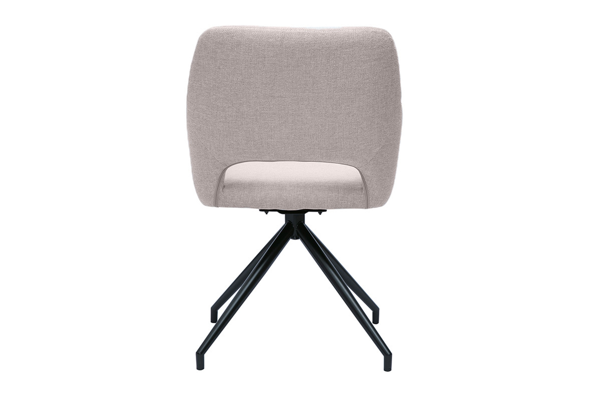 Chaise pivotante 360� en tissu effet velours textur� beige et m�tal noir LAURETTE