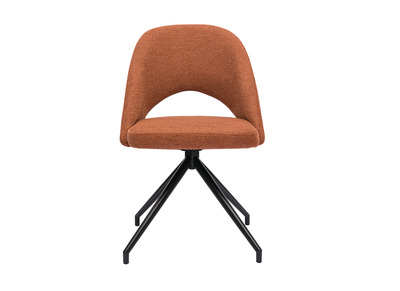 Chaise pivotante 360&deg; en tissu effet velours textur&eacute; terre br&ucirc;l&eacute;e et m&eacute;tal noir COSETTE