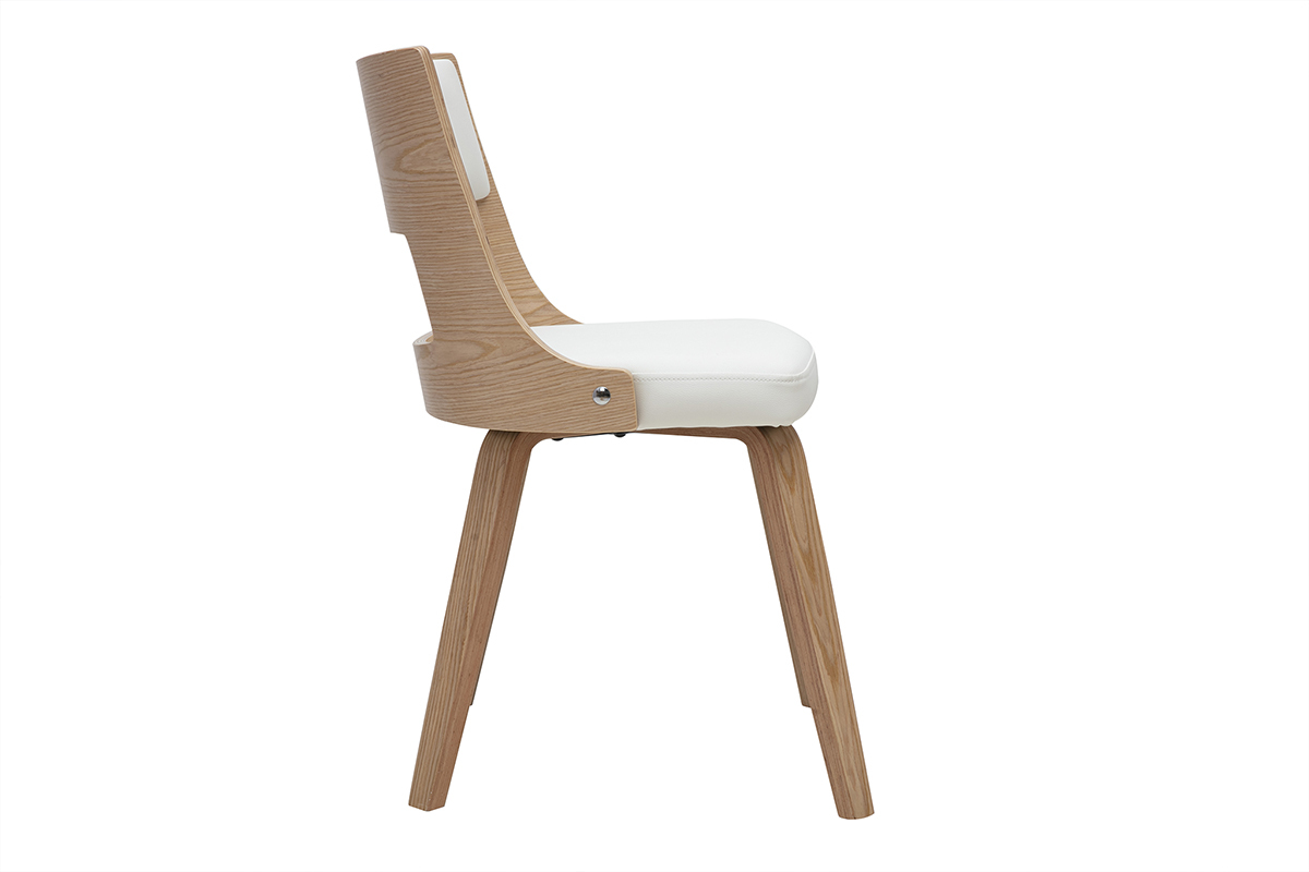 Chaise scandinave GARBO en bois clair avec assise blanche, design moderne