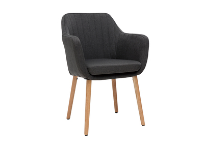 Chaise scandinave en tissu gris anthracite et bois clair ALEYNA