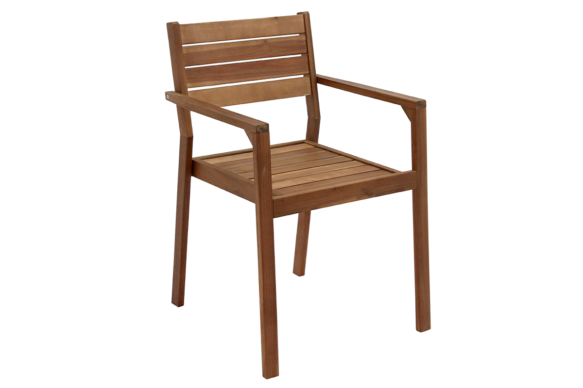 Chaises de jardin empilables en bois massif (lot de 2) CANOPEE