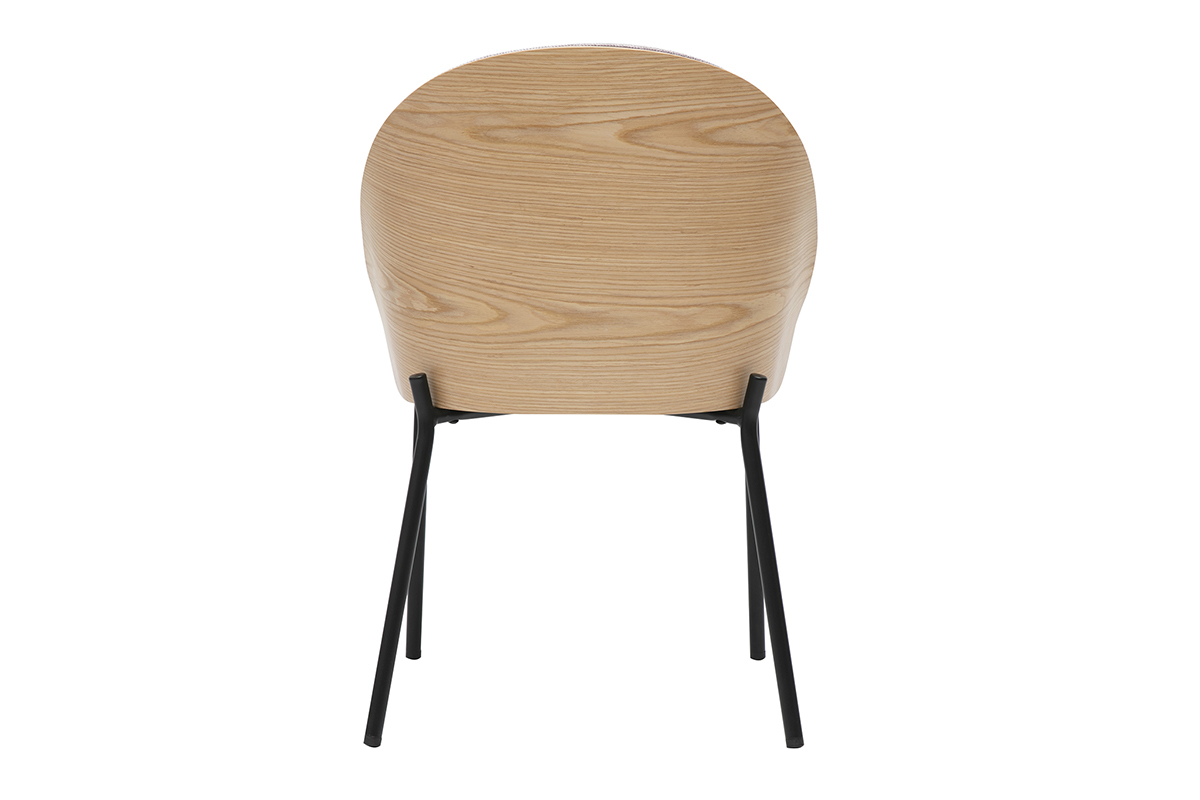 Chaise TUCSON vue de dos, bois clair et pieds en m�tal noir.