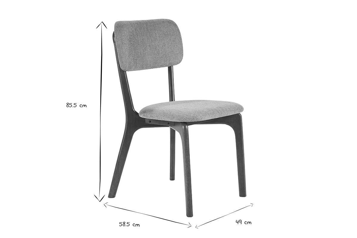 Chaises en tissu effet velours textur� gris et bois fonc� (lot de 2) JOCA