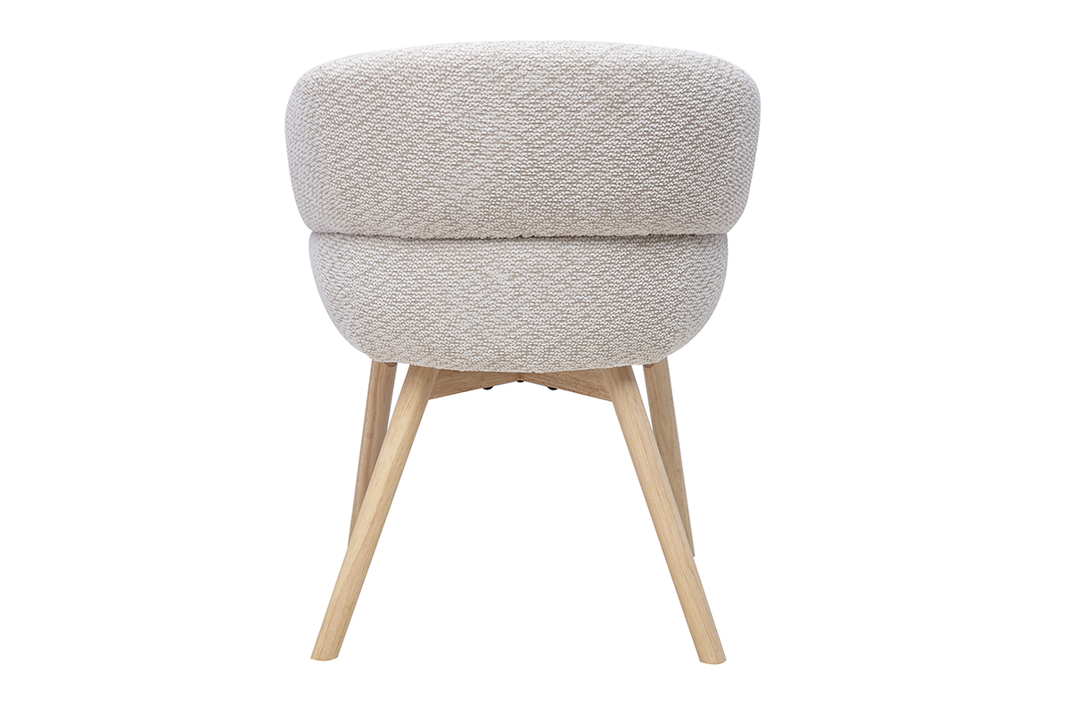 Chaise en tissu velours chenille beige vue de dos avec pieds en bois clair.