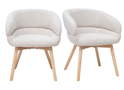 Chaises en tissu velours chenille beige et bois clair (lot de 2) TIGGY
