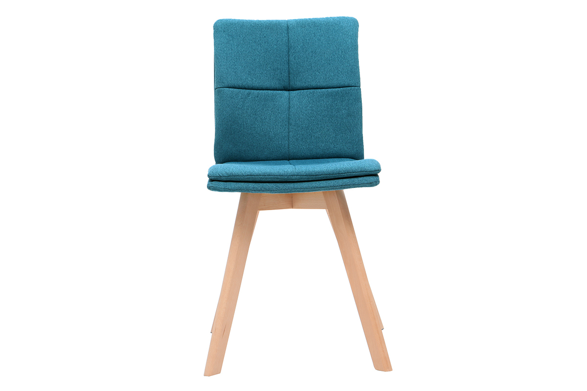 Chaises scandinaves en tissu bleu et bois clair (lot de 2) THEA