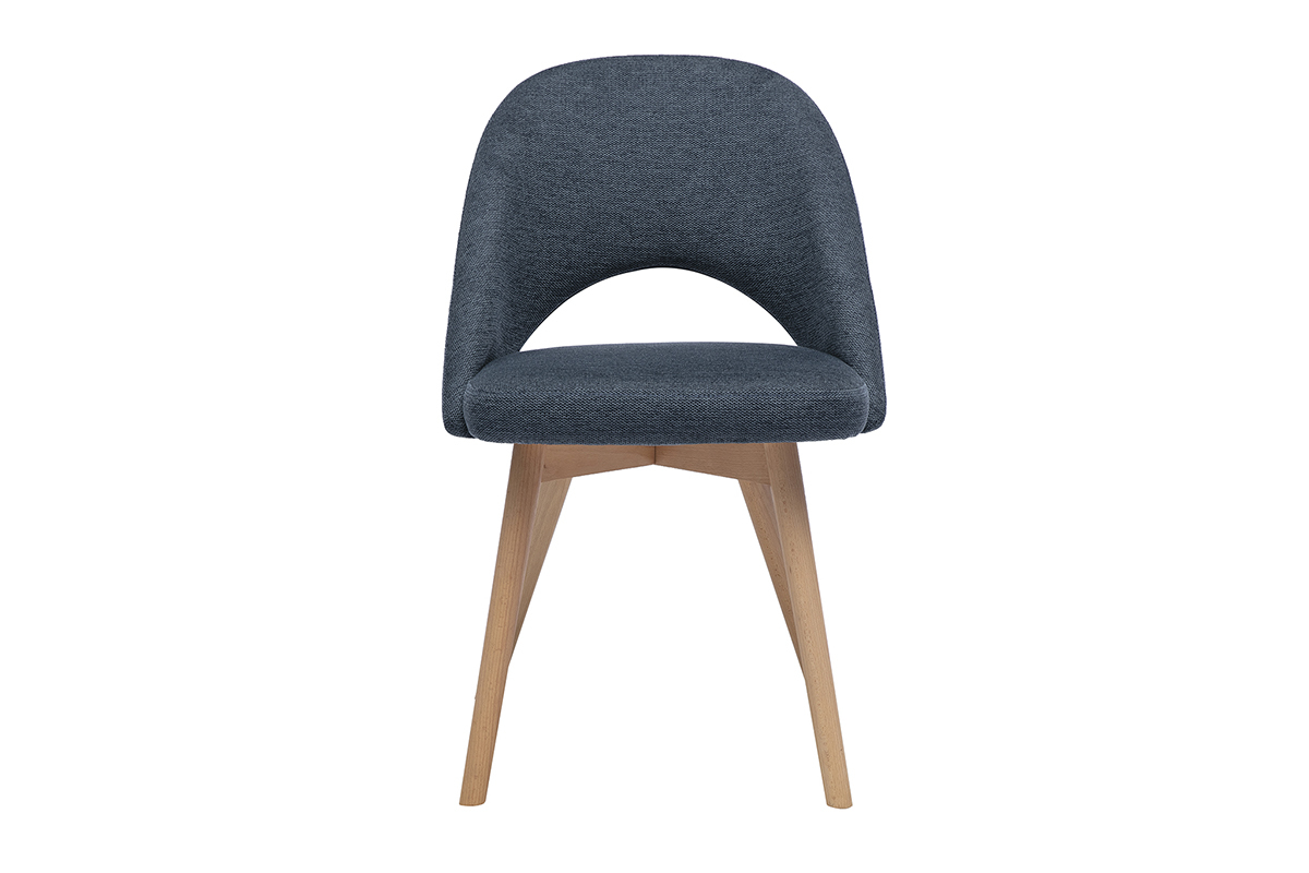 Chaises scandinaves en tissu effet velours textur� bleu fonc� et bois clair (lot de 2) COSETTE