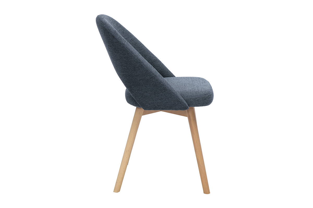 Chaises scandinaves en tissu effet velours textur� bleu fonc� et bois clair (lot de 2) COSETTE