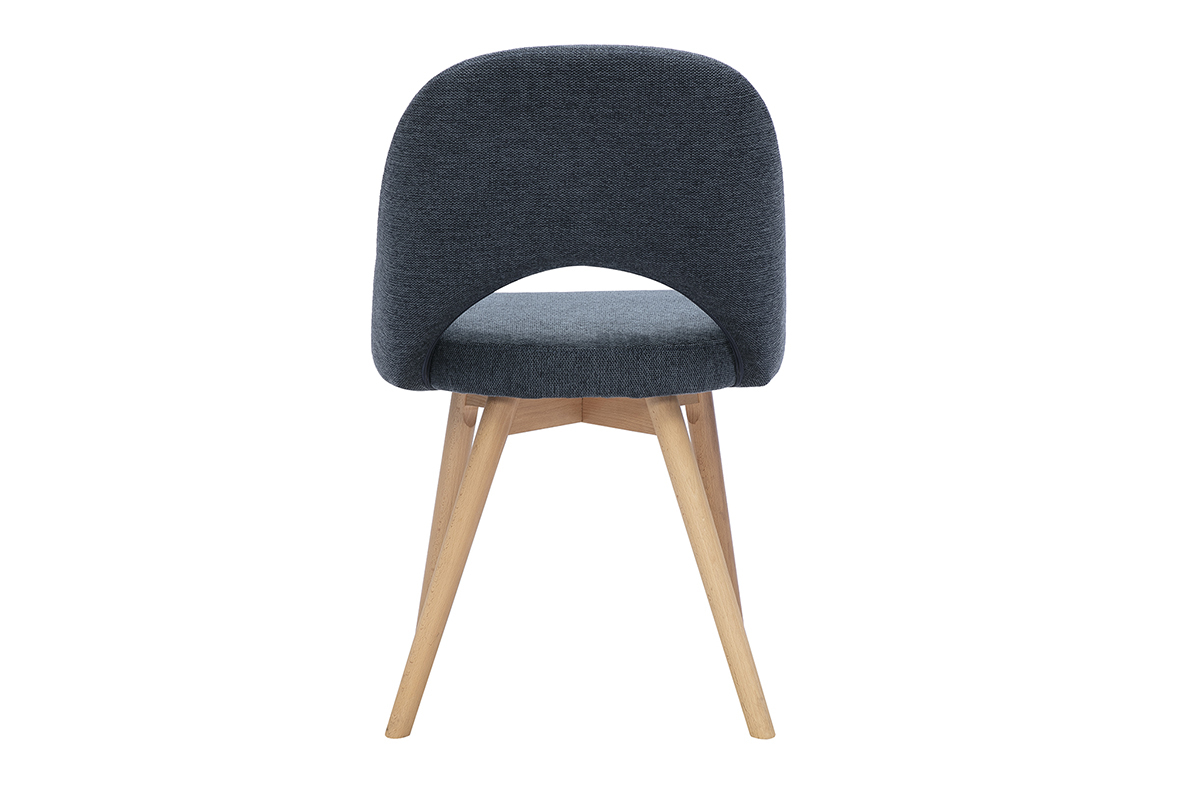 Chaises scandinaves en tissu effet velours textur� bleu fonc� et bois clair (lot de 2) COSETTE