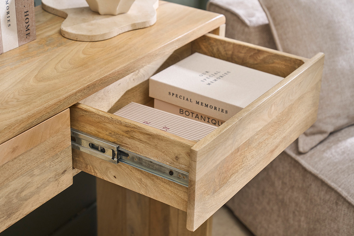 Console avec rangements en bois clair manguier massif L105 cm LATIKA