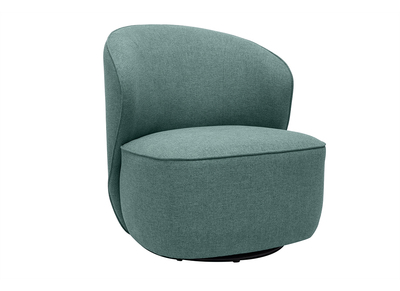 Fauteuil design pivotant en tissu vert de gris AMBER