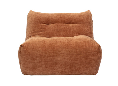 Fauteuil lounge en tissu effet velours textur&eacute; terre br&ucirc;l&eacute;e BUMPY