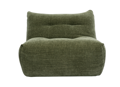 Fauteuil lounge en tissu effet velours textur&eacute; vert kaki BUMPY
