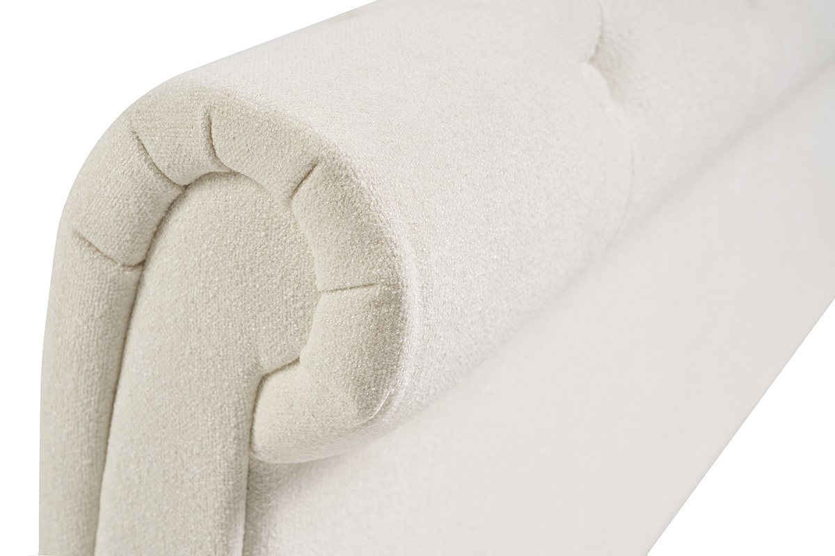 Lit 2 places 160x200 cm en tissu laine boucl�e capitonn� RILEY