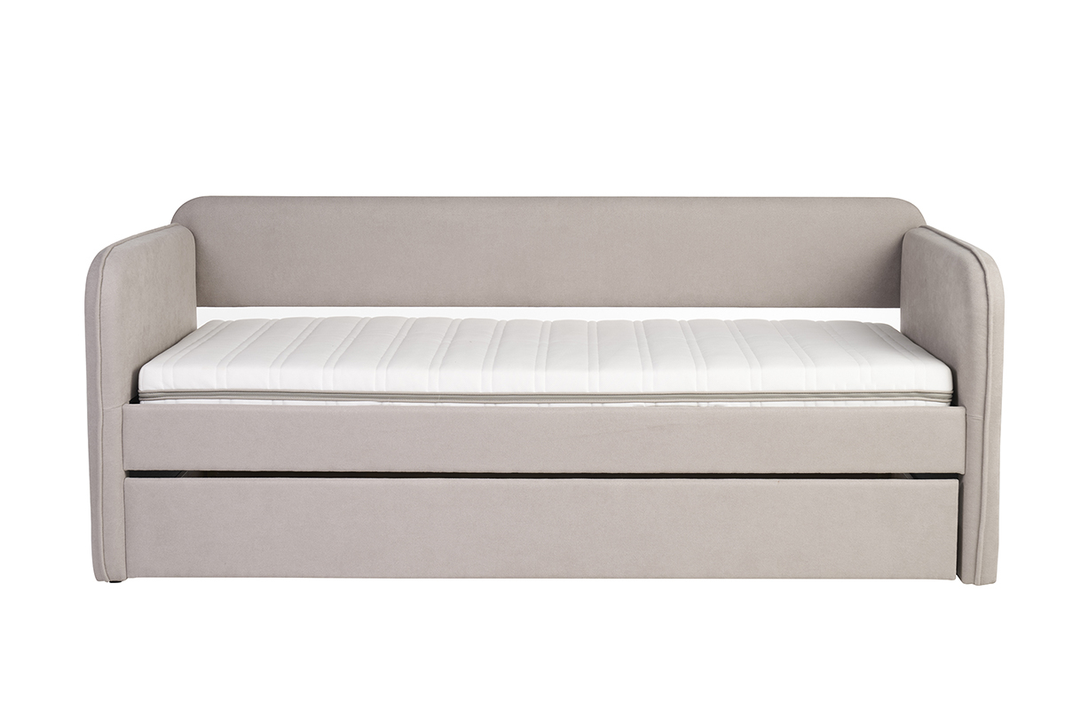 Lit gigogne en tissu taupe 90 x 190 cm EDISON