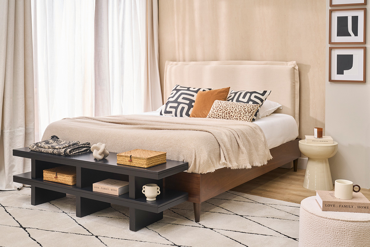 Meuble TV en bois massif noir L145 cm NALO