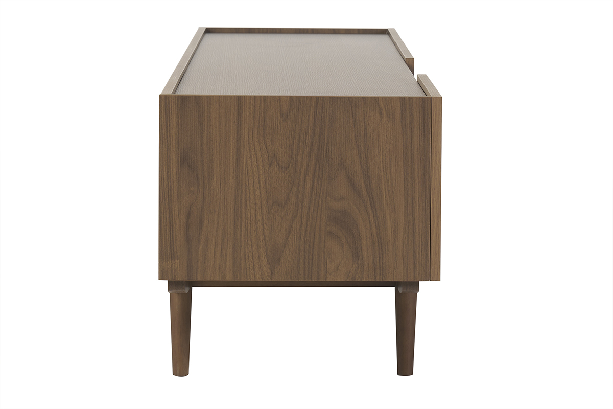 Meuble TV finition bois fonc� noyer 3 portes L180 cm SANAA