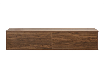 Meuble TV suspendu finition bois fonc&eacute; noyer L140 cm FLEXO