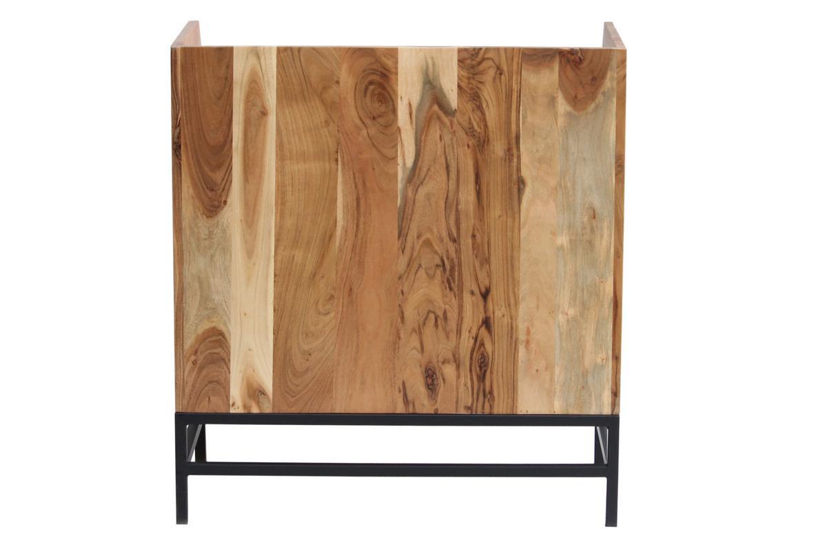 Meuble vinyle en bois massif et m�tal noir L76 cm BLUES