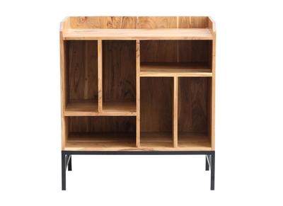 Meuble vinyle en bois massif et m&eacute;tal noir L76 cm BLUES