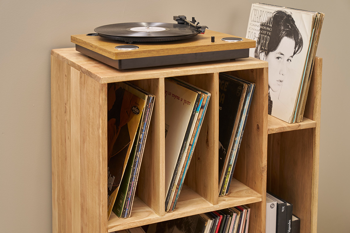 Meuble vinyle en bois massif L65 cm VIRGILE