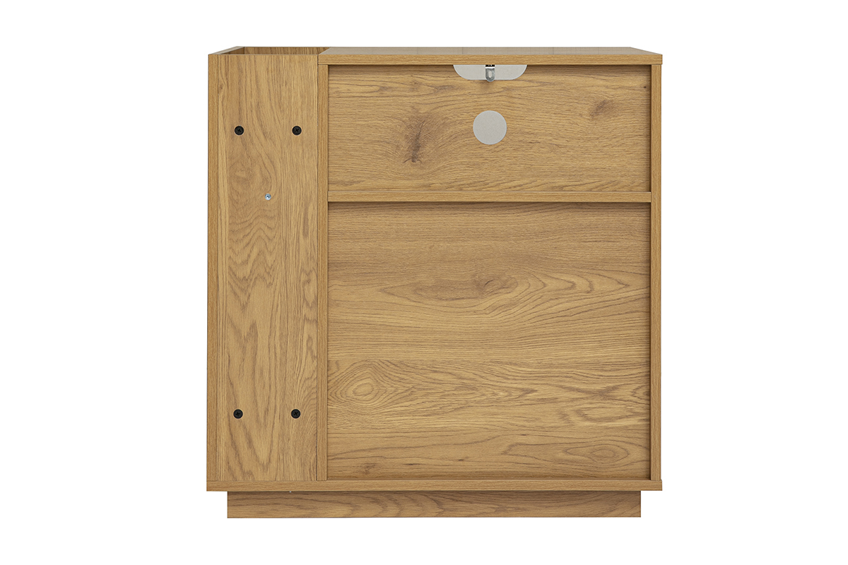 Meuble vinyle finition bois clair ch�ne et cannage rotin L72 cm ALICANTE