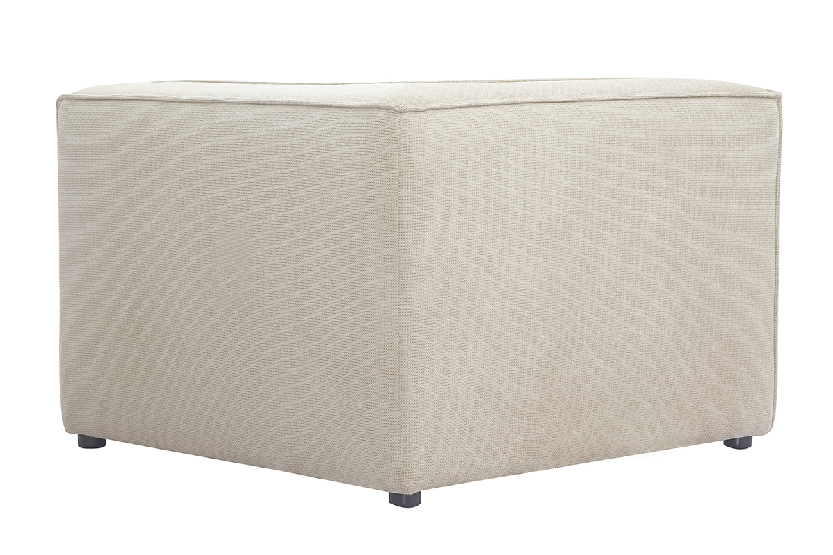 Module d'angle central en tissu chenille beige vue de dos.