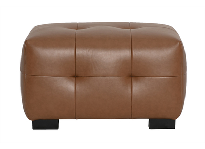 Pouf repose-pieds design en cuir marron CORTO