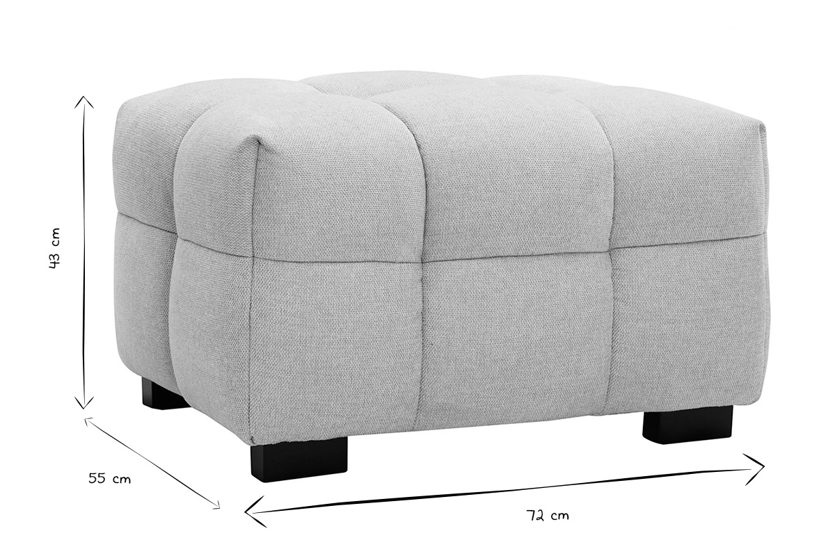 Pouf repose-pieds design en tissu effet velours textur� beige CORTO