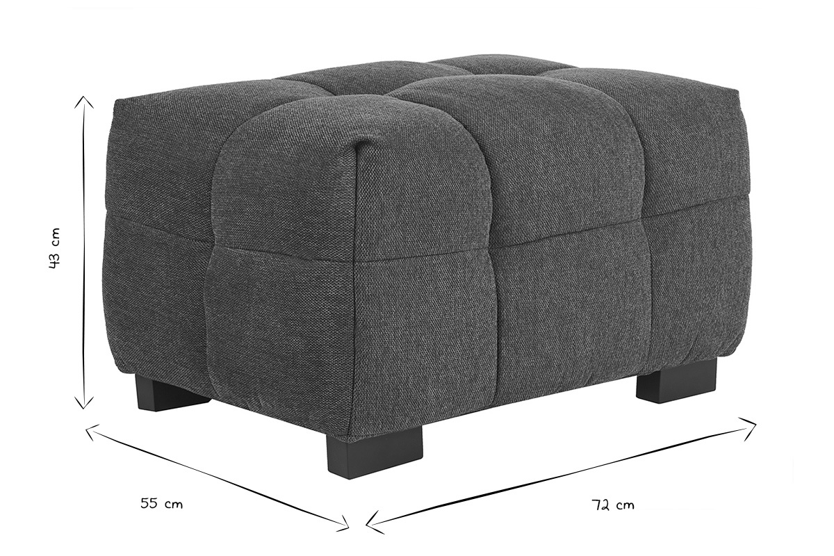 Pouf repose-pieds design en tissu effet velours textur� bleu fonc� CORTO