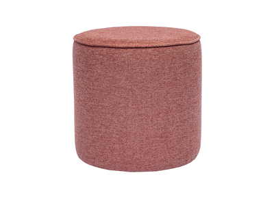 Pouf rond en tissu effet velours textur&eacute; terracotta D40 cm PAUL
