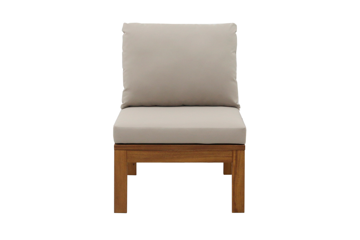 Salon de jardin 3-4 places en bois massif, 2 sets de housse (taupe ou �cru) et accoudoirs tress�s ALOHA