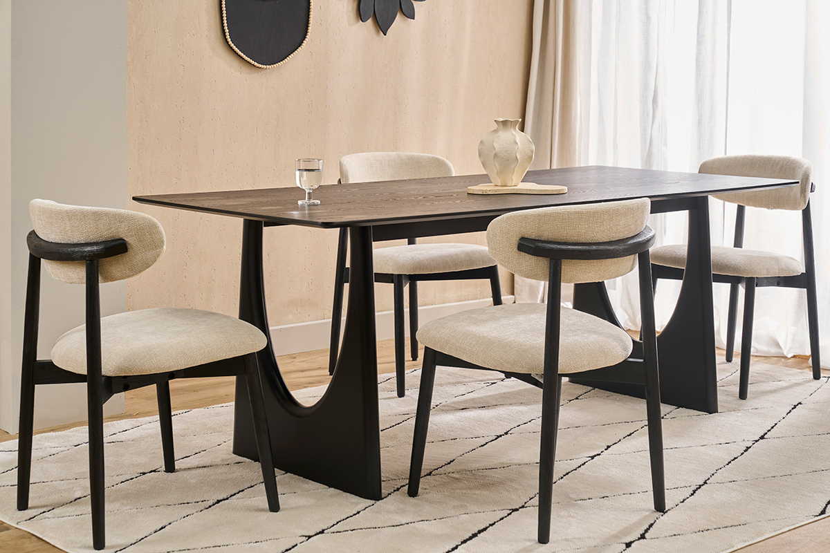 Table � manger design rectangulaire noire L200 cm KUALA