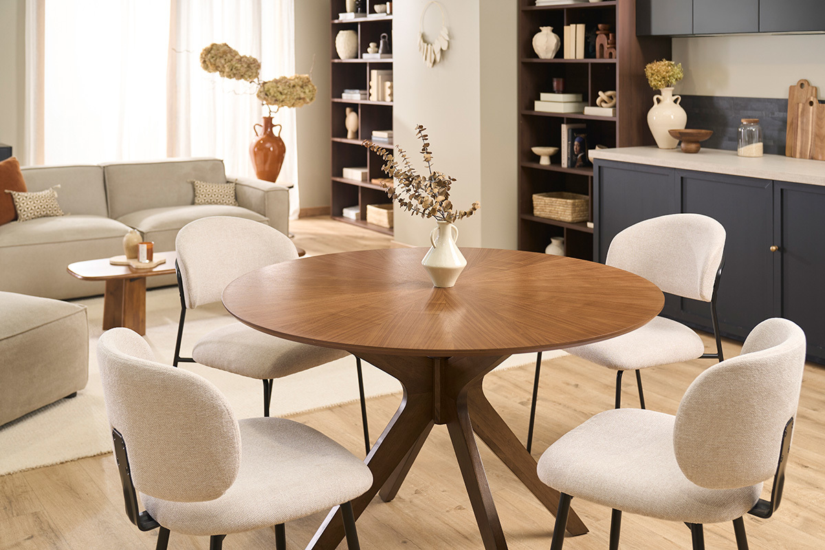 Table � manger design ronde noyer D120 cm DIELLI