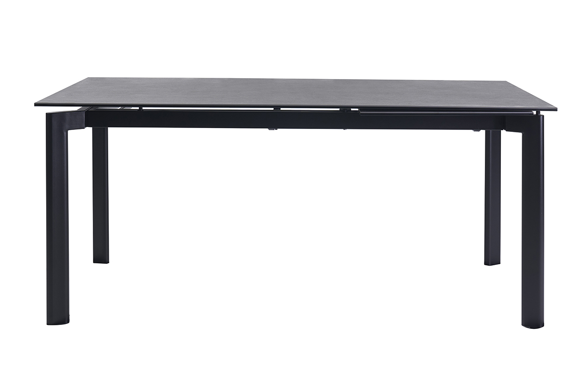 Table � manger extensible en c�ramique noire et m�tal, vue de face