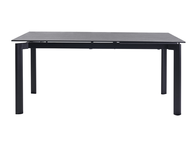Table &agrave; manger extensible en c&eacute;ramique noire et m&eacute;tal L180-240 cm CARA