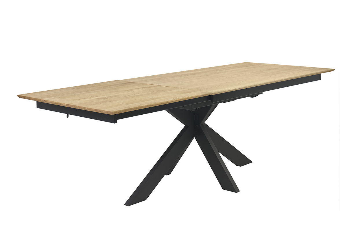 Table � manger rectangulaire extensible rallonge int�gr�e en bois clair ch�ne massif L160-245 cm AGATA