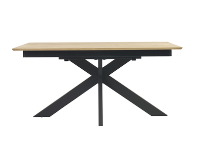 Table &agrave; manger rectangulaire extensible rallonge int&eacute;gr&eacute;e en bois clair ch&ecirc;ne massif L160-245 cm AGATA