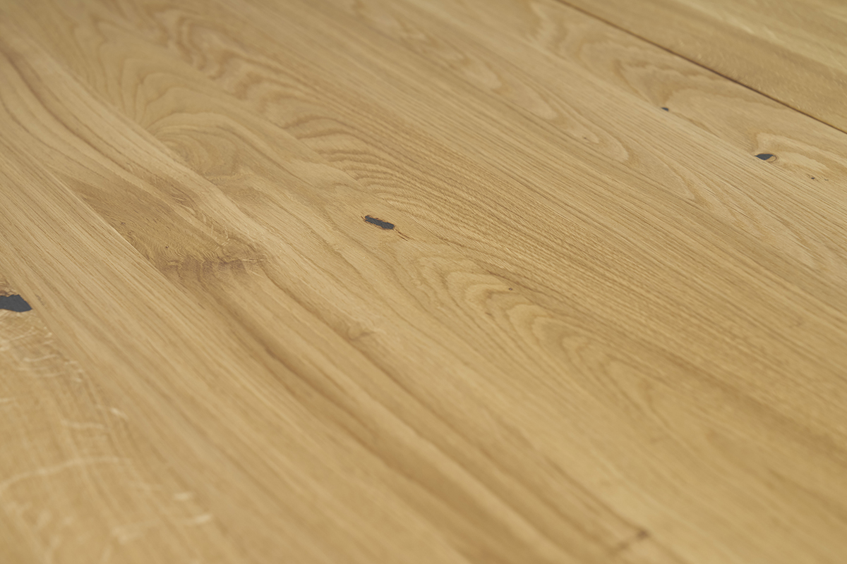 Table � manger rectangulaire extensible rallonge int�gr�e en bois clair ch�ne massif L160-245 cm NELYA